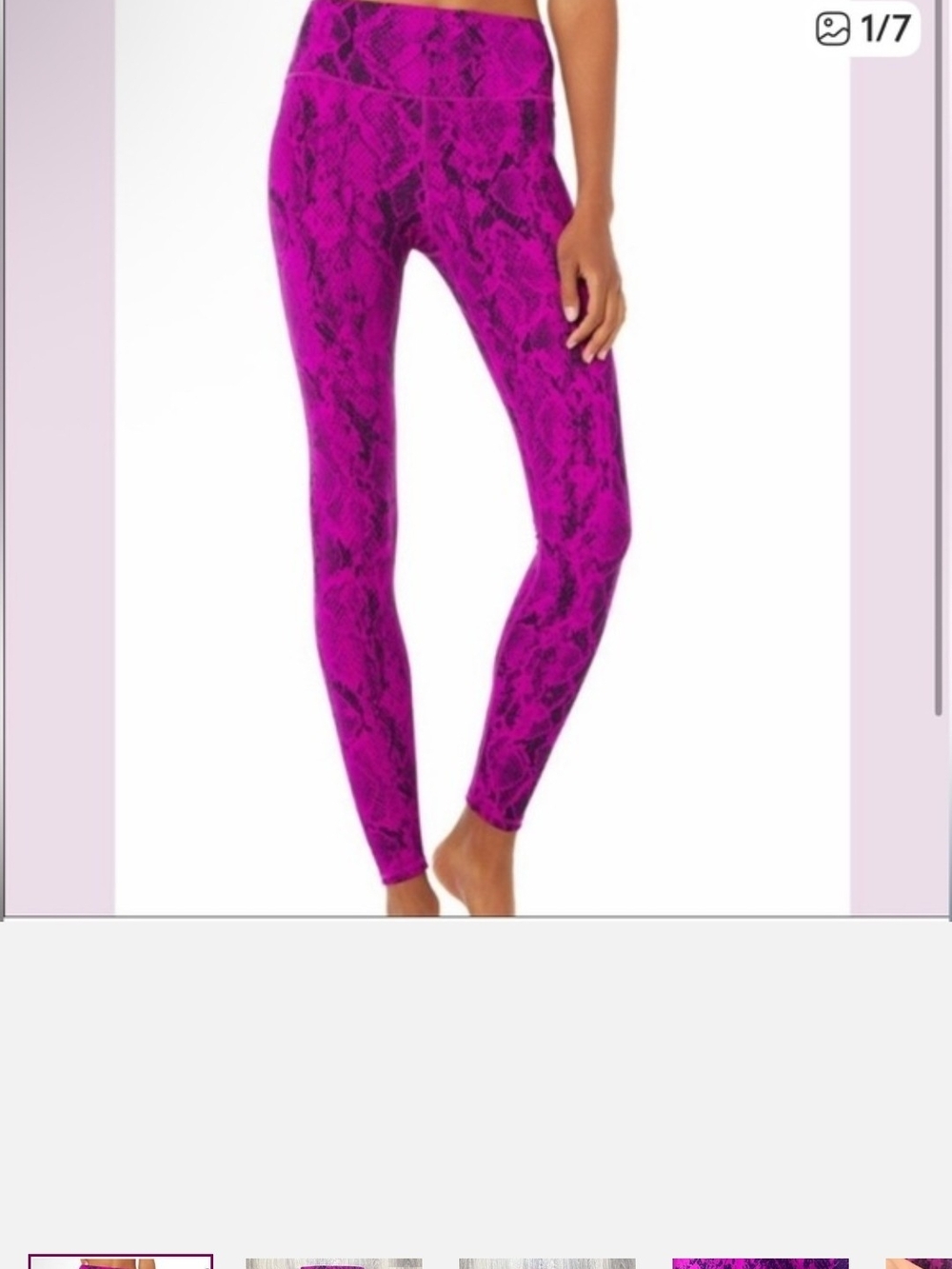 Alo Yoga Purple Pop Snake Print Leggings Size Large NWT